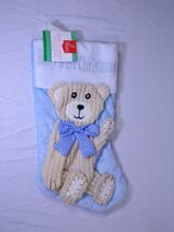 BABY'S FIRST CHRISTMAS TEDDY BEAR BLUE CHRISTMAS STOCKING NEW!! - $19.88