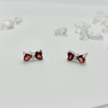 Stonelry Garnet Stud Earrings - Crimson Bow - $12.00