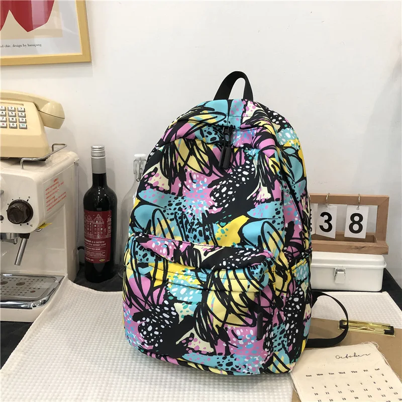 School Backpa Fashion Graffiti Printing Women&#39;s Backpack Casual College Student  - $118.19