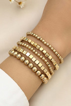 Gold 5Pcs Plated Cube Beaded Bracelet Set - $18.98