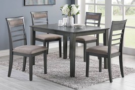 Treia 5-Piece Dining Set in Wooden Top Antique Grey Finish - £597.47 GBP