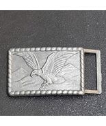 Vintage Eagle Landing Rope Outline Pewter Belt Buckle NOS Size 3&quot; x 2&quot; - $24.40 CAD