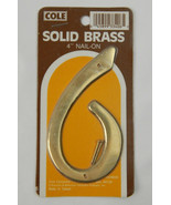 NEW Cole Solid Brass 4&quot; Nail On House Number # 6 Old Stock - £3.10 GBP