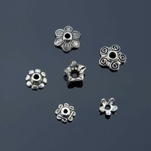 40 Bead Caps Antique Silver Tone Spacers Findings Floral Assorted Lot 7mm-10mm - £2.62 GBP