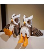 Wooden Owl Figurine, Dangling Legs Decor Cute Animal Ornament - $24.68