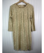 J. McLaughlin Sophia Dress Tan/Cream Herringbone Pelage Zip 3/4 Sleeve S... - $731.99 MXN