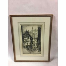 Vintage Etching, ORIGINAL signed Frank Greenwood &quot;Poets Corner&quot; Manchester - £79.12 GBP