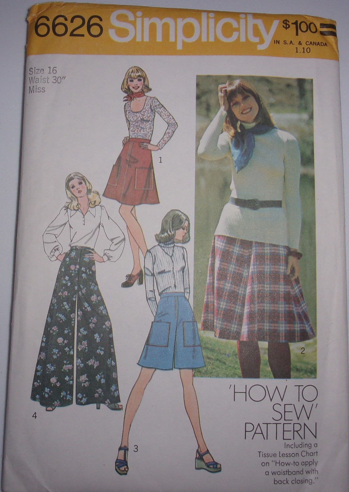 Simplicity Misses Size 16 Skirt &amp; Pantskirt  #6626 Uncut 1974 - $5.99