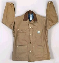 Vtg Carhartt Jacke Blanket Lined Canvas Barn Chore CO1 BRN USA Made 46 Tall 46T - £95.26 GBP