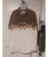 Vintage Ash Creek Mens Western Cowboy Wolf Pattern Button Shirt Pearl Sn... - $27.37 CAD
