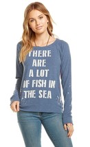 Chaser There Are a Lot Fish in the Sea Sweatshirt Blue Medium NEW NWT - $28.70