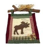 Woodland Rustic Log Cabin Fabric and Wood Wall Hanging Moose Cabin Fever - £15.58 GBP