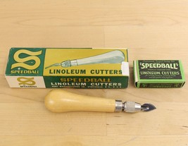 Vintage Speedball Linoleum Cutter No. 4131 with 5 Blades and Box - $14.84