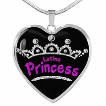 Express Your Love Gifts Latina Princess Necklace Stainless Steel or 18k Gold Hea - £43.48 GBP