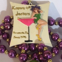 Krewe Of Jesters Mardi Gras Necklace Purple Beads Pensacola Florida ODS2 - £6.23 GBP