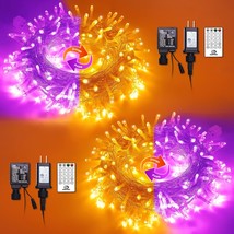 33Ft 100 Led Orange Purple Halloween Lights Indoor Outdoor, 2 Pack Color... - $50.99