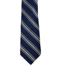 David Cremmin Signature Collection Handmade Striped Tie Navy Blue Brown ... - $34.80