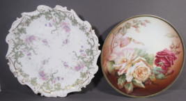VINTAGE Porcelain 2 Plates 8.25&quot; Elite Limoges &amp; 7.5 Bavaria Roses Thomas Sevres - £23.38 GBP