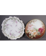 VINTAGE Porcelain 2 Plates 8.25&quot; Elite Limoges &amp; 7.5 Bavaria Roses Thoma... - £23.40 GBP