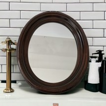 Antique Wood Oval Wall Mirror Victorian Stepped Accent Hanging Farmhouse Rustic - £77.65 GBP