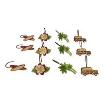 Tropical Shower Curtain Hooks – Surfboards, Hibiscus Flowers, Palm Trees, Woodie - €20,05 EUR