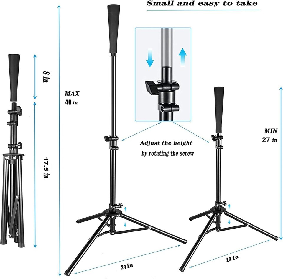 Portable Baseball Tee & Tripod Stand - Height Adjustable for Batting Practice Item image 7