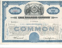 Erie Railroad Co.. Stock Certificate 1954 Green - 100 Shares - £7.58 GBP