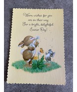 Hallmark Postcard Bunny Mouse &amp; Butterfly Happy Easter Card Vintage 1980&#39;s  - £3.72 GBP