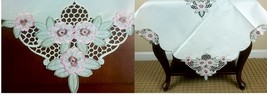 36&quot; Square Ivory Embroidery Tablecloth Coffee Side End Table Night Stand Cover - £25.95 GBP