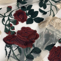 Rose Embroidery Floral Lace Mesh Fabric Upholstery DIY Wedding Costume Cloth  - £14.93 GBP
