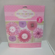 Shower with Love Girl Chevron Polka Dot Baby Shower Party Paper Fan Decorations - £7.56 GBP