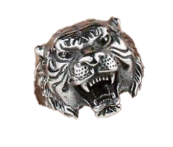 Roaring Tiger Metal Silver Color Biker Ring BRX55 Mens Lion Wild Animal Jewelry - £7.55 GBP