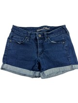 Universal Threads Womens Size 2/26 Denim Midi Shorts Cuffed Dark Wash St... - $18.81