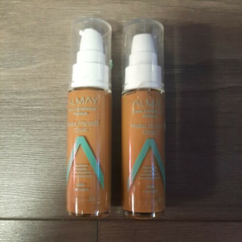 Primary image for SET OF 2- Almay Make Myself Clear Liquid Makeup 800 Caramel Foundation NWOB