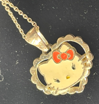 Sanrio Hello Kitty Sterling Silver Pendant Necklace JCM Enamel Heart 925 Chain - £27.29 GBP