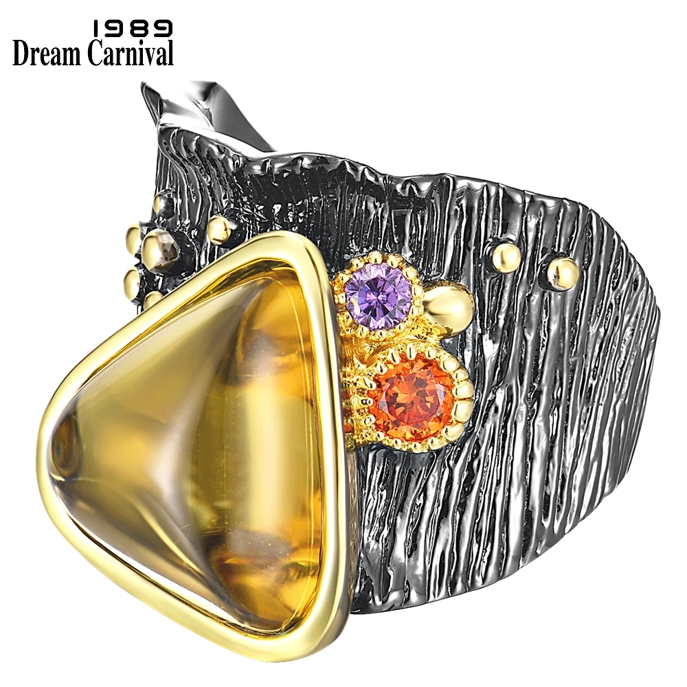 DreamCarnival1989 New Big Baroque Rings for Women Exotic Fashion Ring  Yellow Tr - $38.24