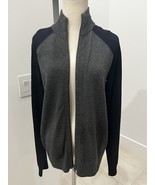 Theory Mens Size S  Merino Wool &amp; Spandex Zip Cardigan Sweater Gray &amp; Navy - £47.37 GBP
