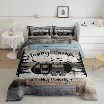 Rustic Farmhouse Style Comforter 3 Pieces, Happy Camping Duvet Insert For Boys K - £75.13 GBP