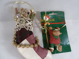 Kurt Adler + Hand Made Christmas Ornaments Teddy Bear theme 3&quot; + 6&quot; - £5.05 GBP