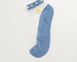 Handcrafted ~ Blue ~ Embellished w/Pearls ~ Embroidered Daisy ~ Ankle Socks - £11.73 GBP