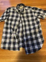 Red Head Brand Co Mens Short Sleeve Button Down Shirt Plaid Gray White B... - $19.48