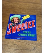 Vintage 1960’s Orange Citrus Fruit Crate Label Sweetex Rogers &amp; Sons Tex... - €2,16 EUR