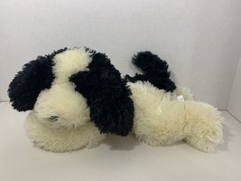 Puppy Pals Novelty Inc black white cream lying down plush dog beanbag - £24.23 GBP