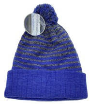 Winter Hat Beanie Pom Blue &amp; Gray - £7.42 GBP