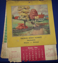 Vintage George Berry Agency Insurance Allegan MI 1946 Calendar - $6.99