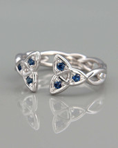 1.20 Ct CZ Sapphire Celtic Knot Wedding Cuff Modern Ring 14K White Gold Plated - £89.90 GBP
