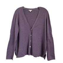 J.Jill Purple Long Sleeve Silk &amp; Wool Blend Split Hem Cardigan Sweater Medium - £28.73 GBP