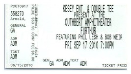 Furthur Phil Lesh Bob Weir Biglietto Vintage 17 Settembre 2010 Eugene Oregon - $39.59