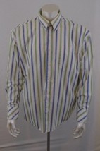 Haggar Men&#39;s Fade Resistant Extra Large Cotton Blue / Green Striped Dres... - $9.89