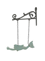 Cast Iron Swimming Mermaid Hanging Sculpture With Rustic Scroll Bracket - £21.19 GBP